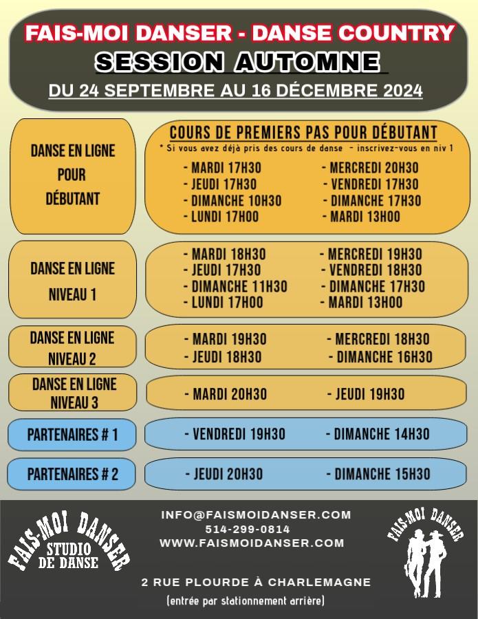 Horaire automne 2024 v3 fait avec postermywall